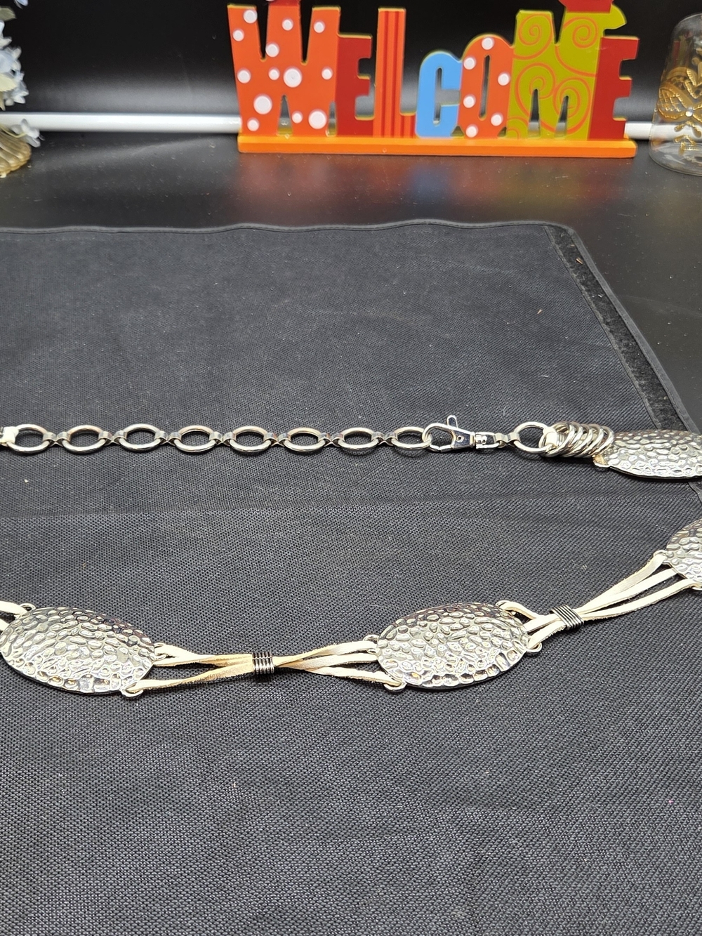 Craft Silver-Tone Textured Link Necklace
